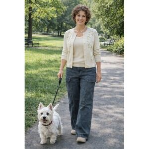 Tommy Jeans Women's Y2K Blue Denim Cargo Pants Size 7 Flare Leg Wide Leg